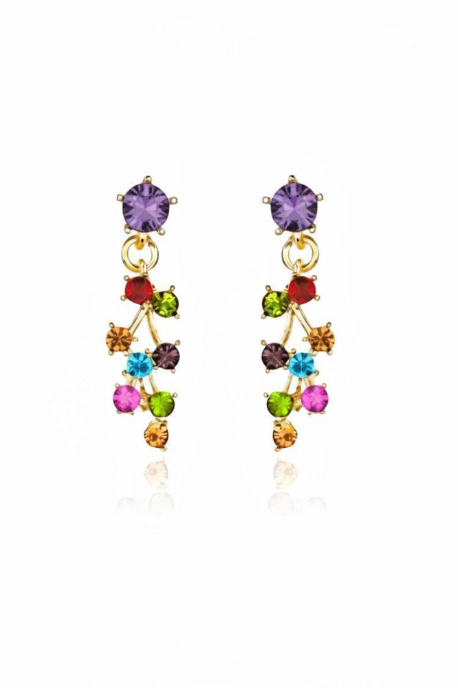 18k gold multi color cluster drop earrings - FINAL SALE - One Size - Earrings