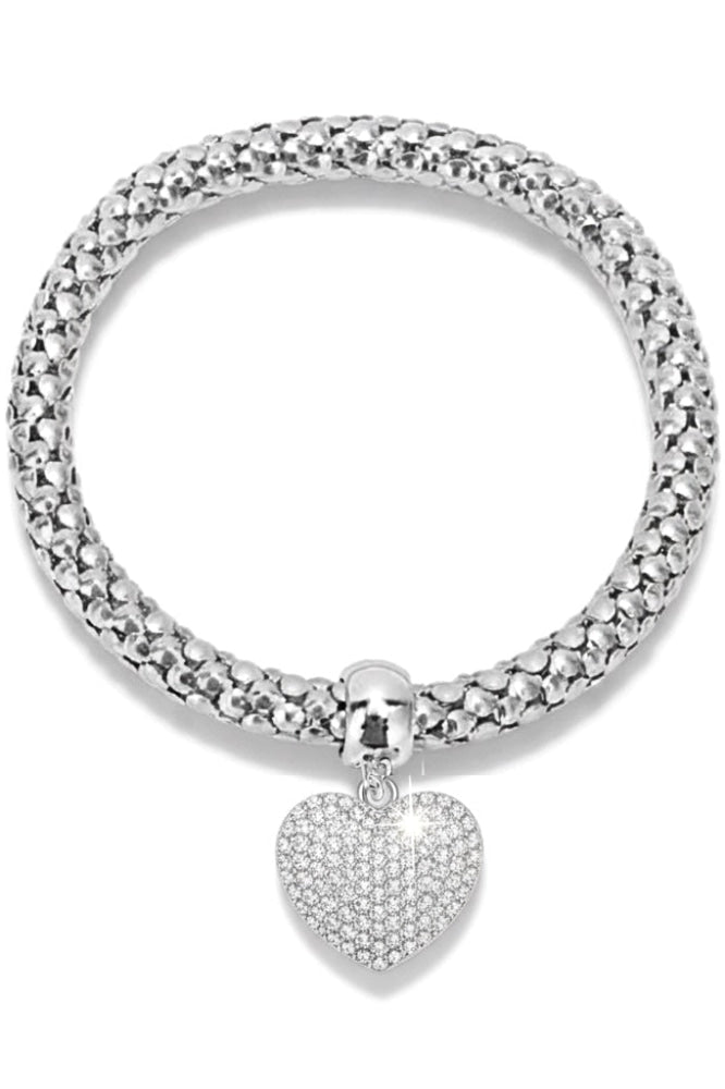 18k white gold Puffed heart charm bracelet - FINAL SALE - One Size - Bracelet