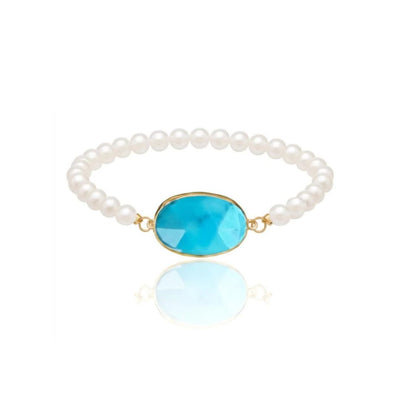 18k gold turquoise & Pearl Bracelet -  - FINAL SALE