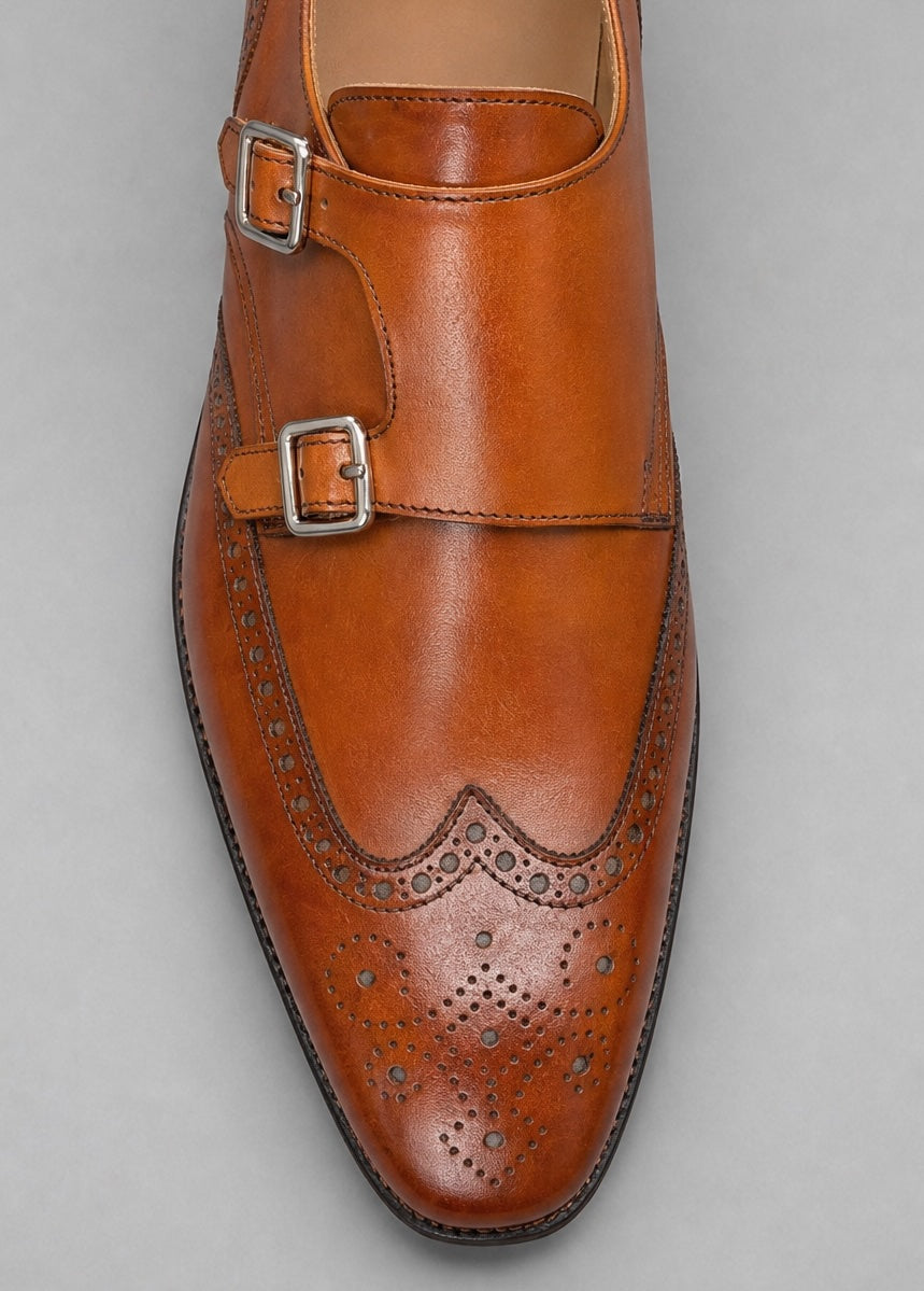 Hawthorne Leather Double Monk Strap - Chestnut