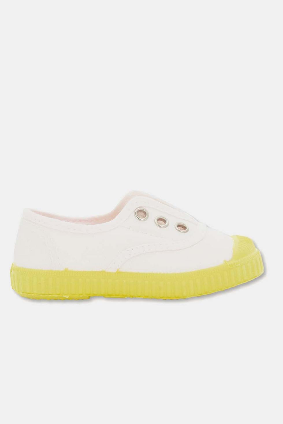 Slip-on vegan baby shoelace sneakers - Pink yellow