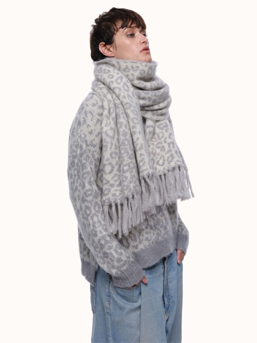 Cristobal Leopard Blanket Scarf - Cream