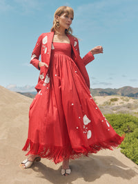 Doris Embroidered Blazer - Venetian Red/Ivory Floral Embroidery