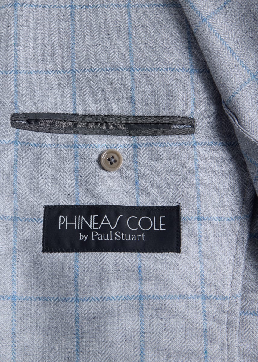 Silk Windowpane Jacket - Silver/Blue - Blazer