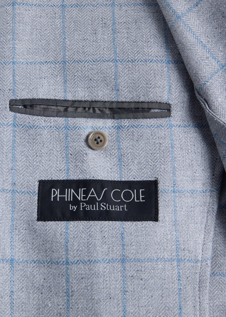 Silk Windowpane Jacket - Silver/Blue - Blazer