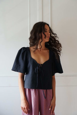 Navy Pucker Cecilia Top