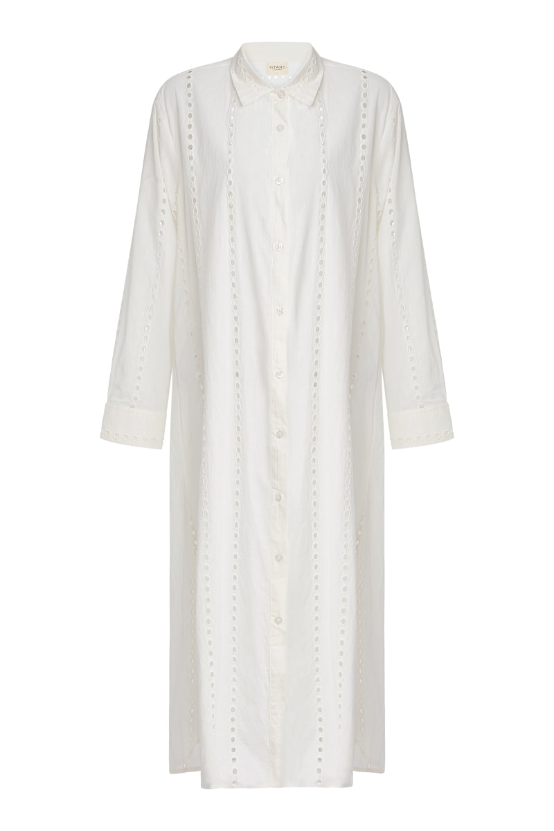 Positano Maxi Shirt Dress - White