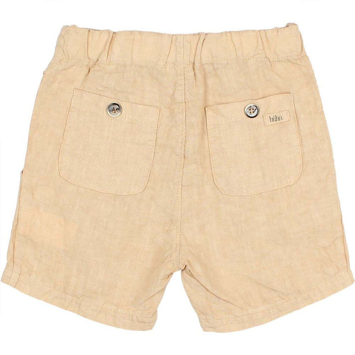 Button Linen Short Pants with Pockets - Biscotto Shorts Buho 