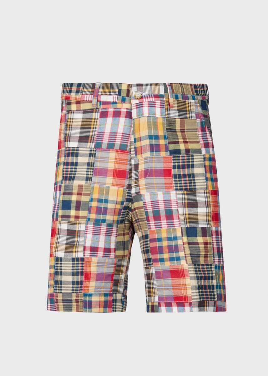 Cotton Indian Madras Walk Shorts - Yellow Multi