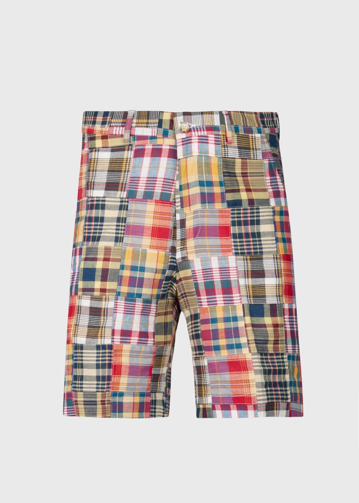 Cotton Indian Madras Walk Shorts - Yellow Multi