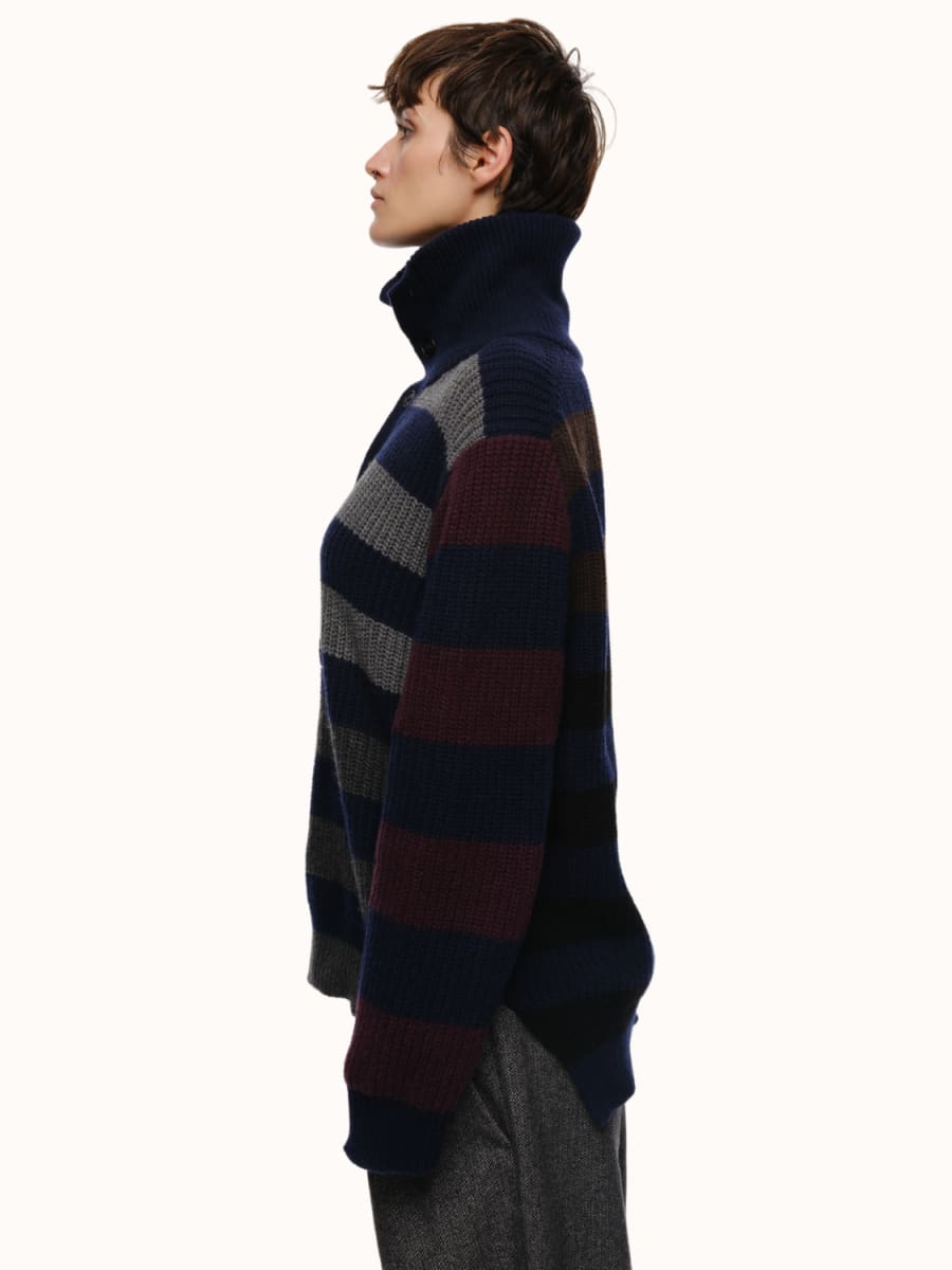 Parker Button Front Sweater - Navy