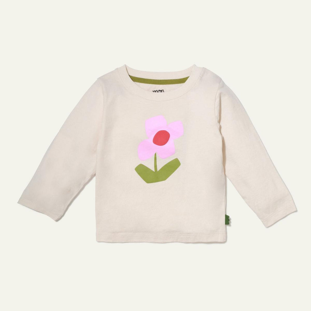 Recycled Cotton Flower Baby T-Shirt - Natural