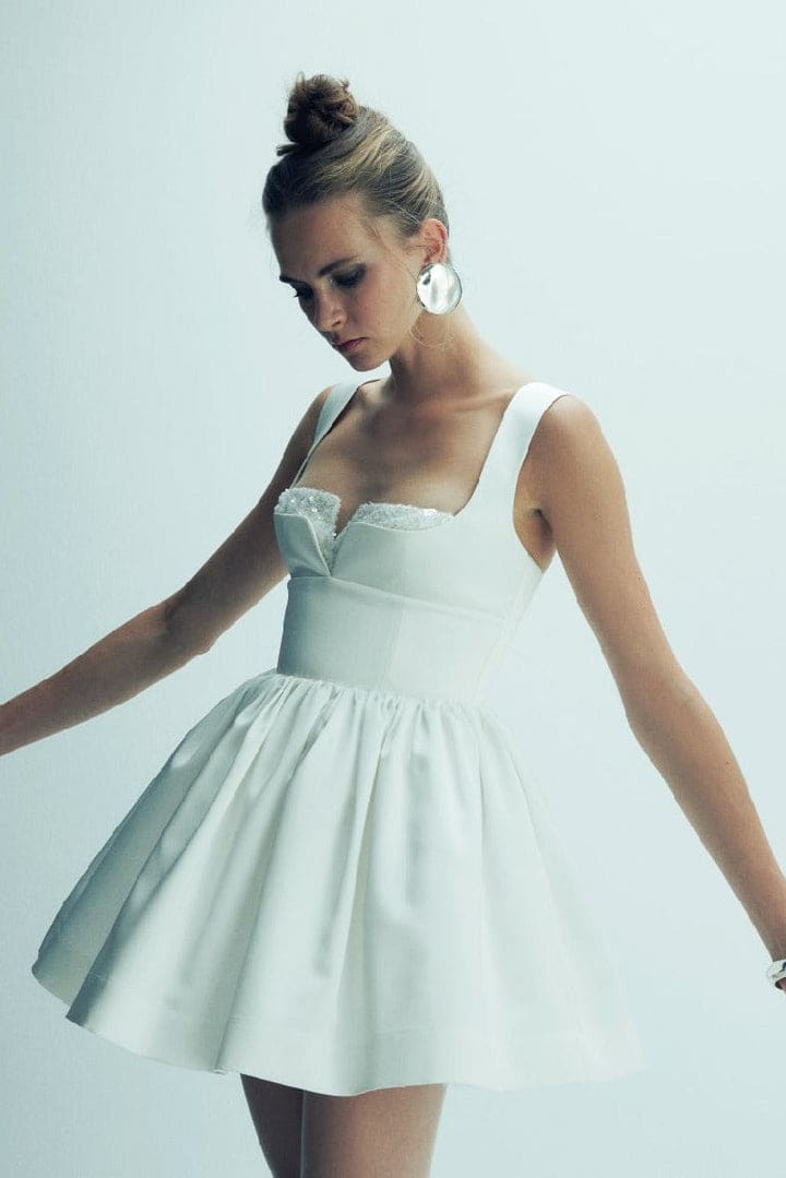 Leanne Satin Mini Dress - White