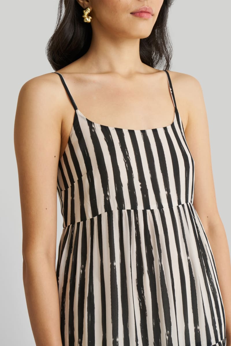 Strappy Tiered Maxi Dress - Striped Down