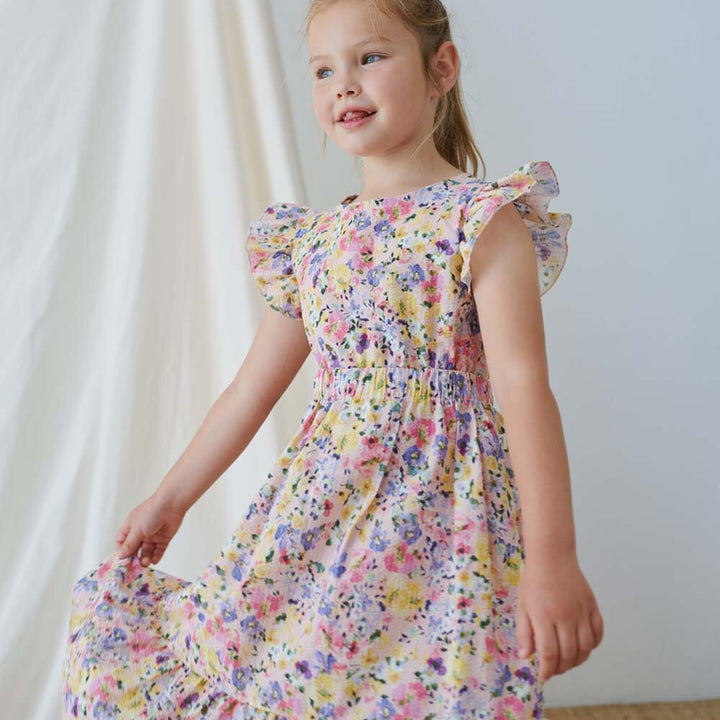 Seersucker Floral Dress Dresses + Skirts My Little Cozmo 