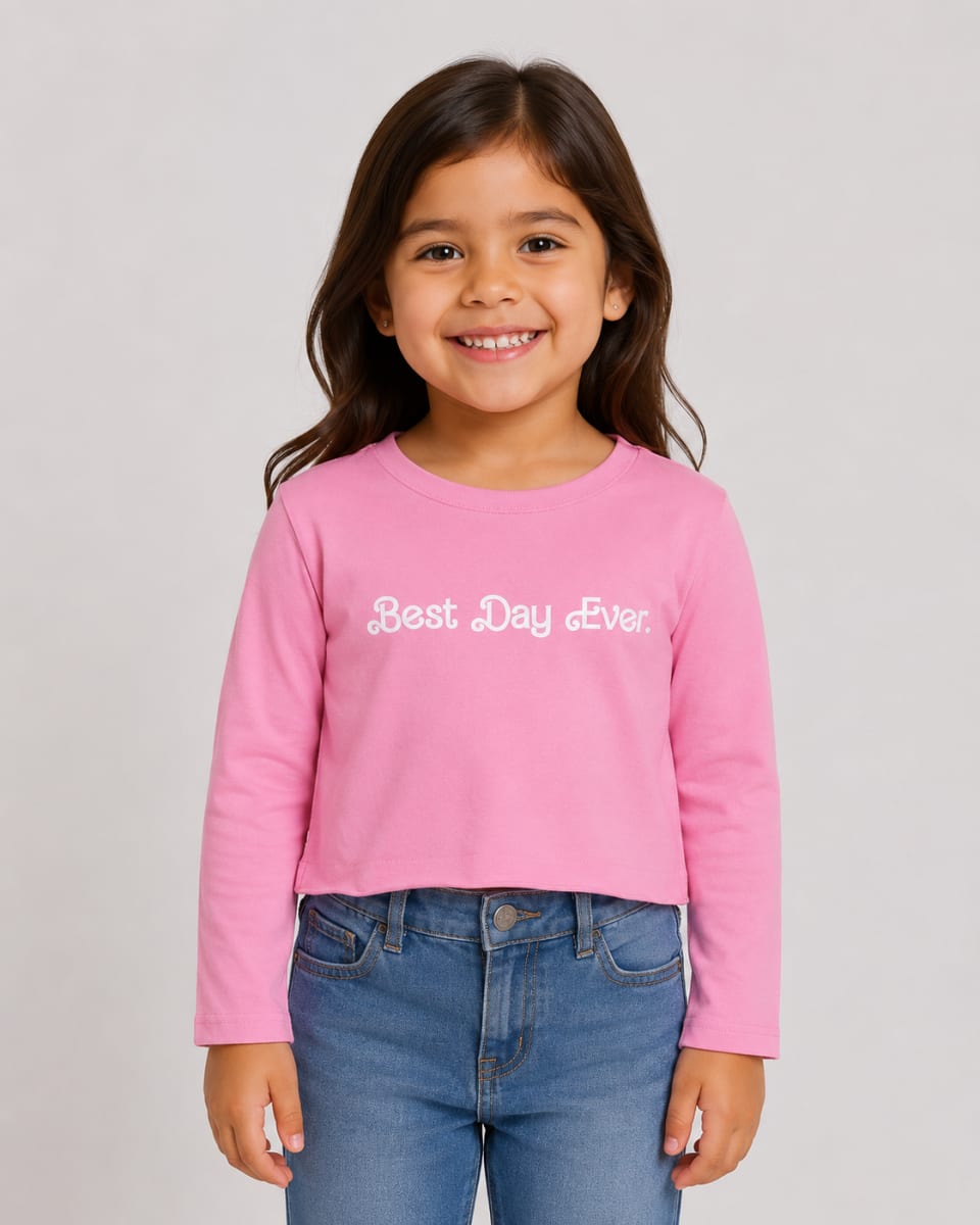 Best Day Ever Crop Little Kids - Pink