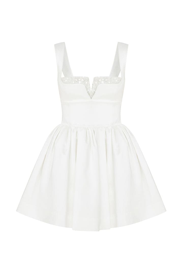 Leanne Satin Mini Dress - White