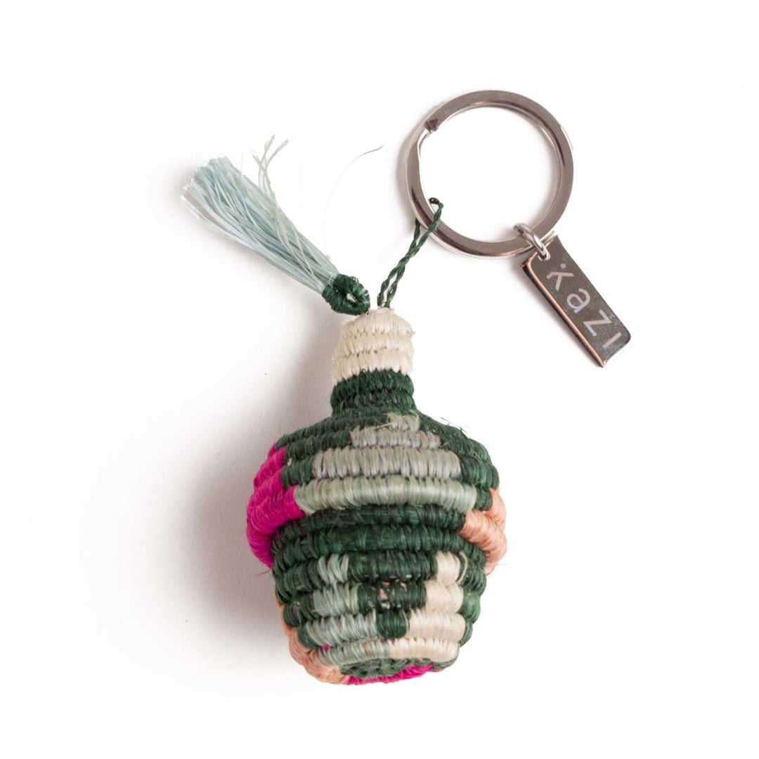 Woven Keychain - Green Tassel