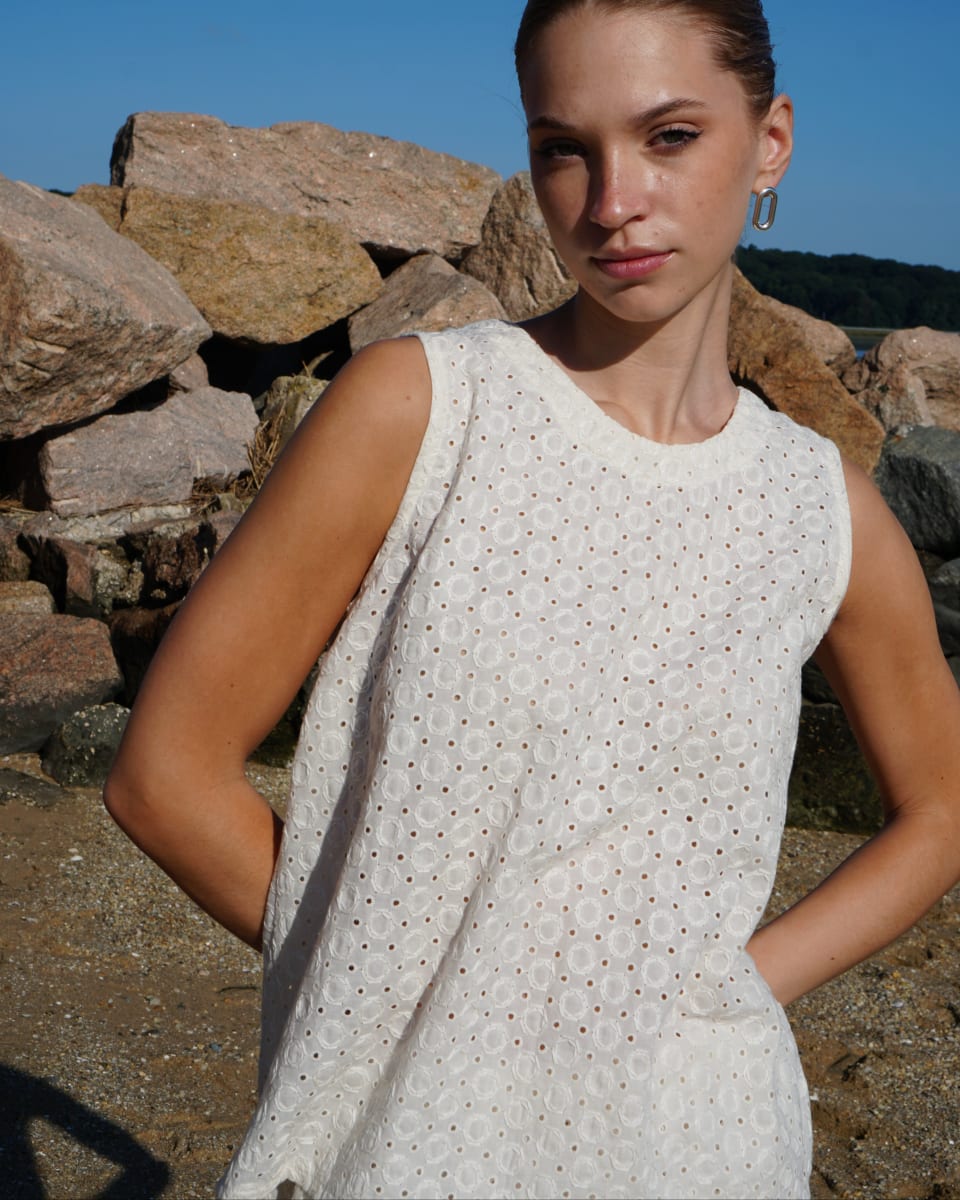 Reversible Uma Blouse In Embroidered Voile - Ivory