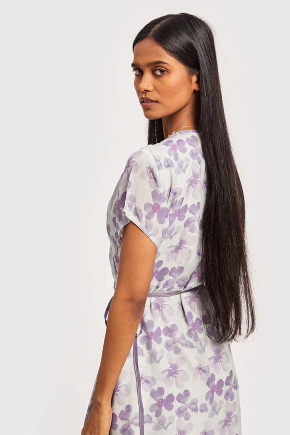 Mist Short Wrap Dress - Purple Mist