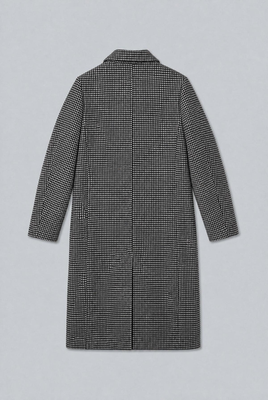 Houndstooth Double Breasted Coat - Black/White
