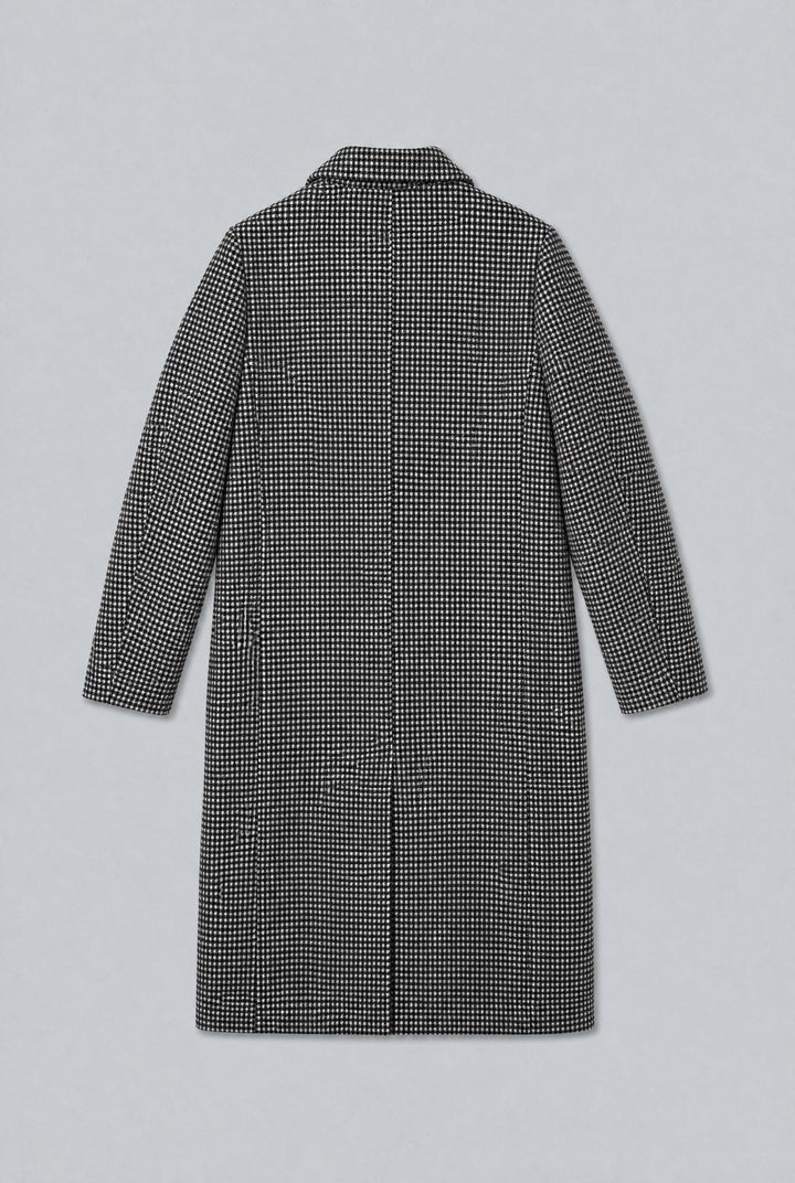 Houndstooth Double Breasted Coat - Black/White