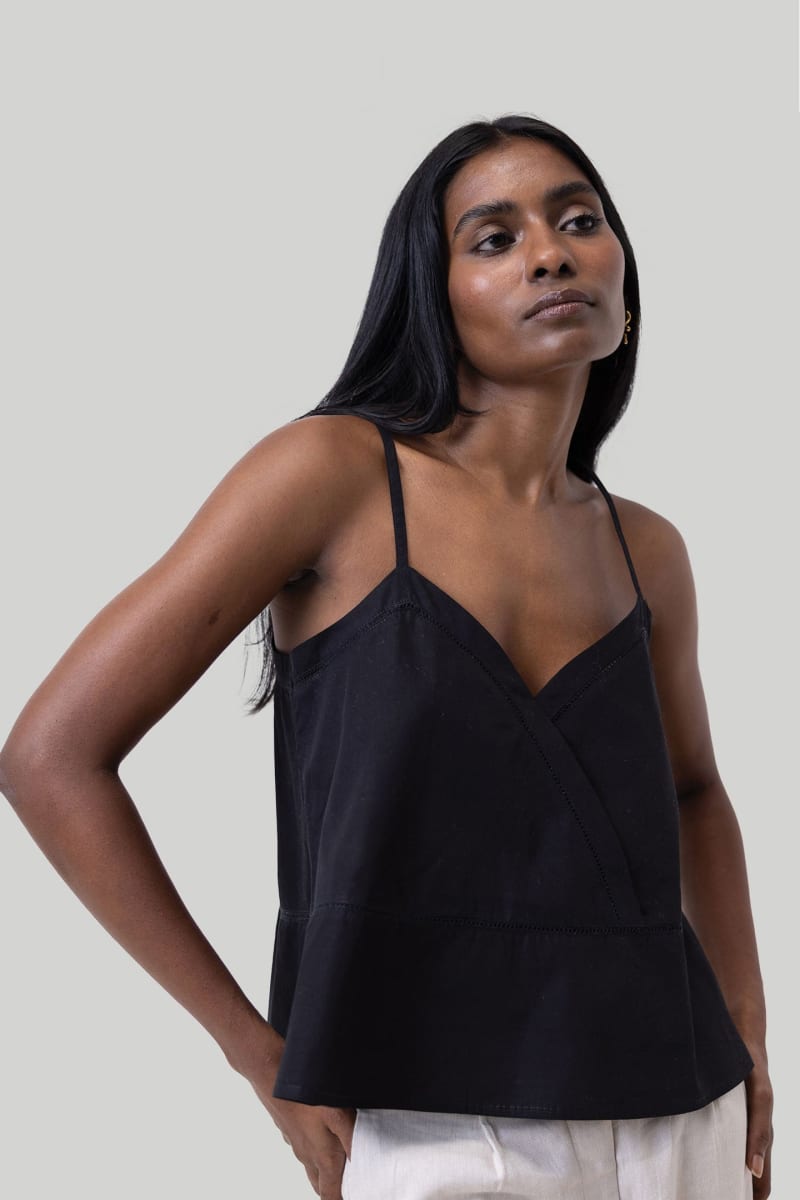 V-Neck Lace Camisole - Black