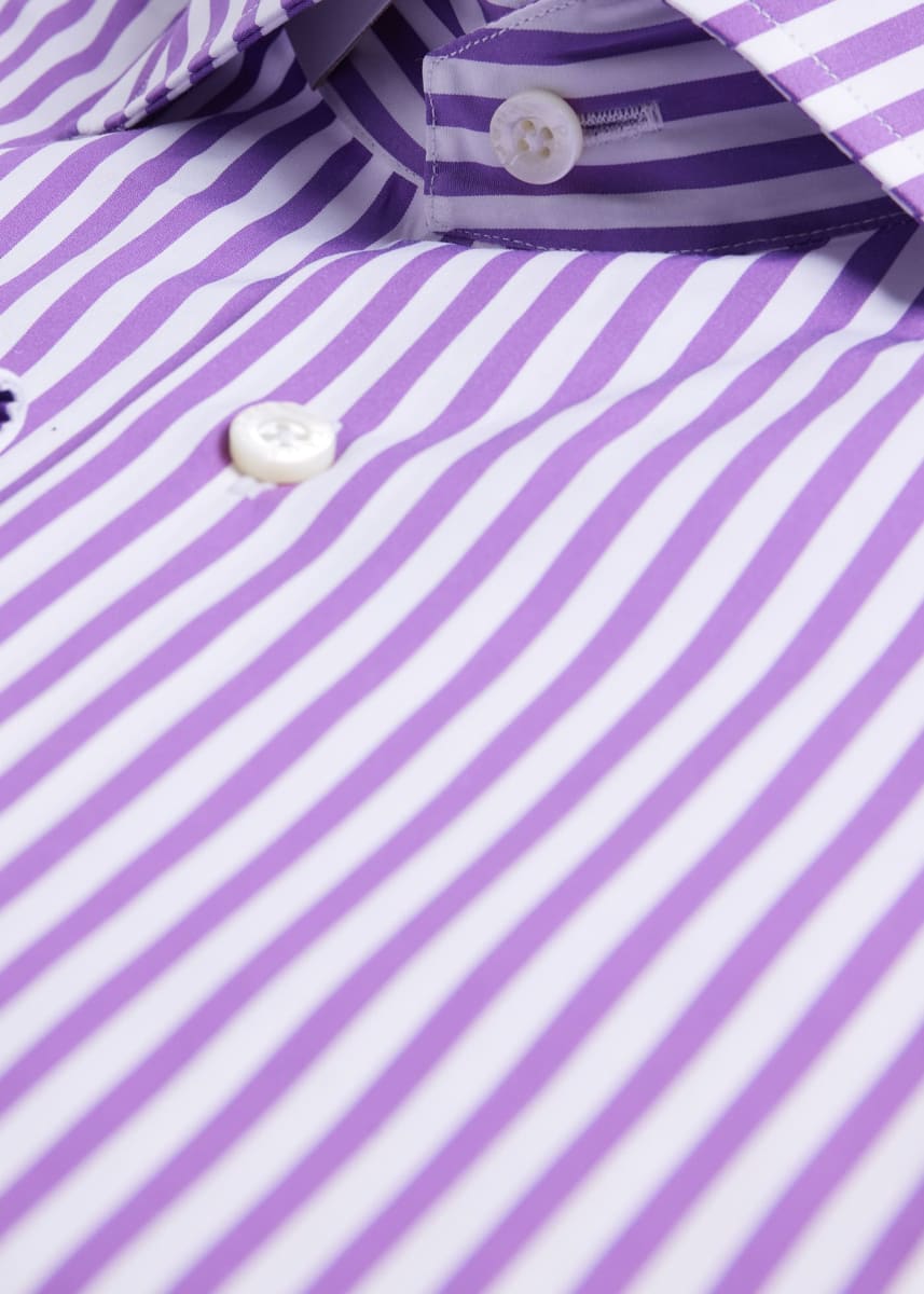 Cotton Bengal Stripe Sport Shirt - Purple