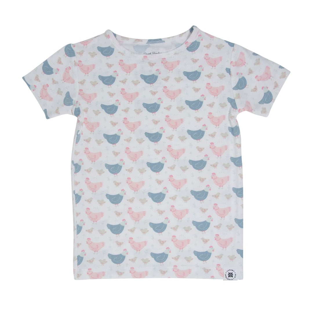 Pink Farm Hens Bamboo Summer Pajama Set - Happy Hens