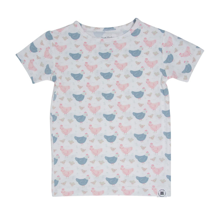 Pink Farm Hens Bamboo Summer Pajama Set - Happy Hens
