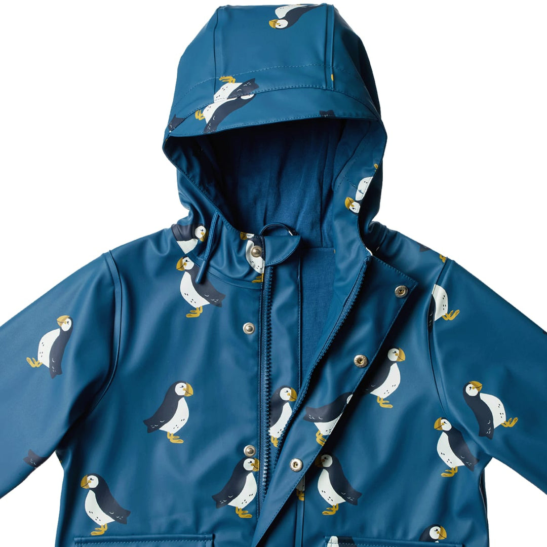 Raincoat - Puffin Teal Print