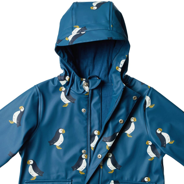 Raincoat - Puffin Teal Print