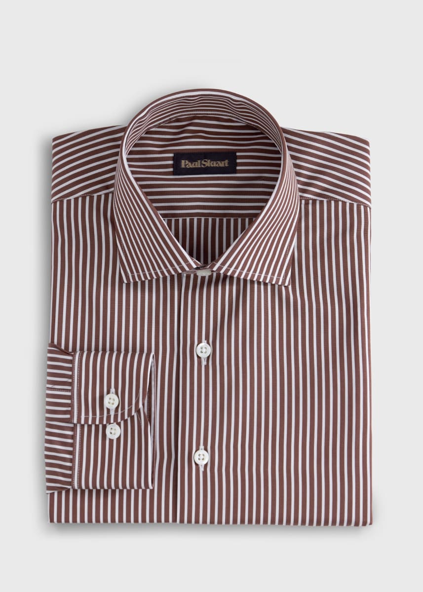 Silky Cotton Stripe Sport Shirt - Gold