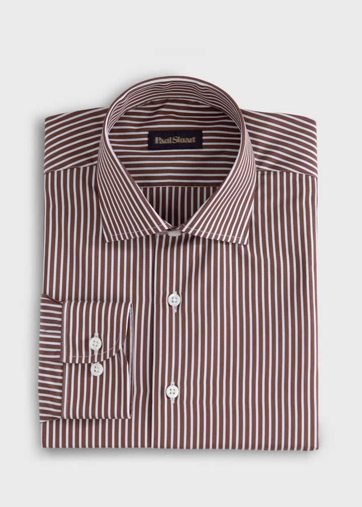 Silky Cotton Stripe Sport Shirt - Gold