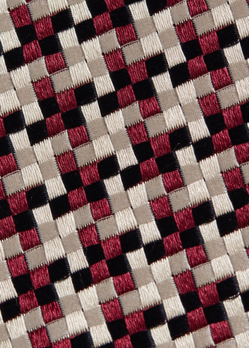 Woven Silk Houndstooth Tie - Burgundy