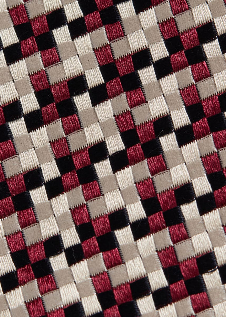 Woven Silk Houndstooth Tie - Burgundy