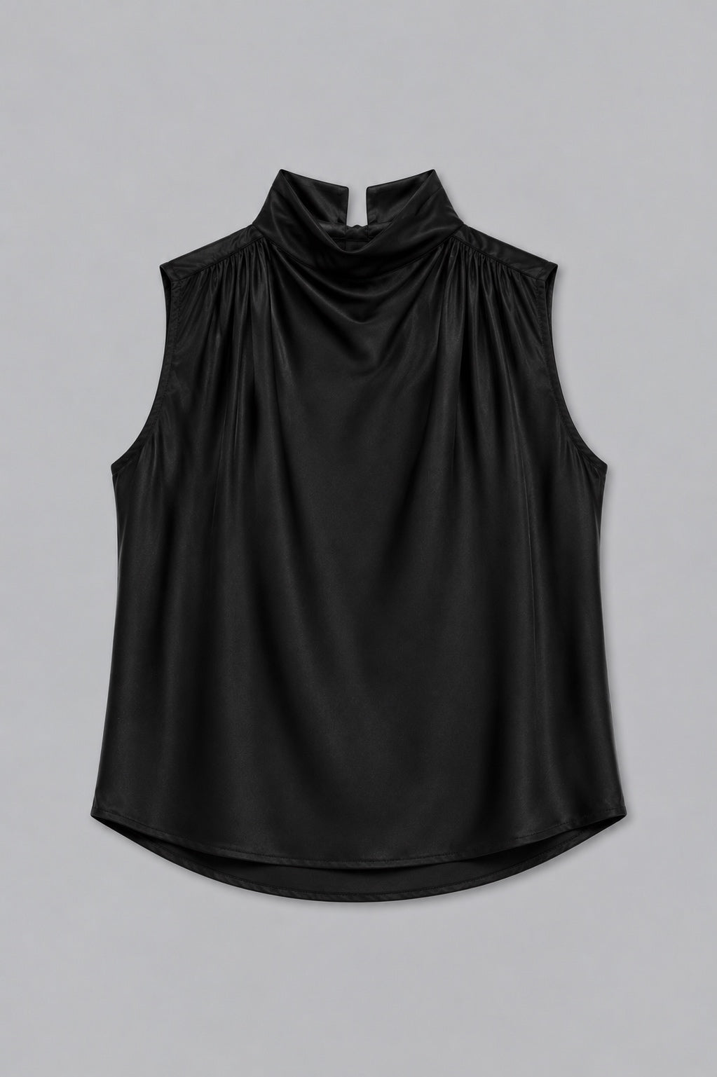 Silky Cowl Neck Top - Black