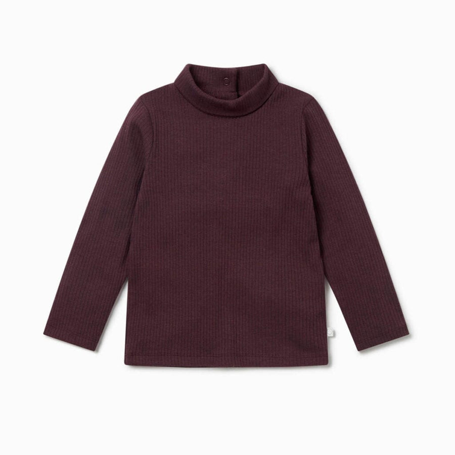 Ribbed Roll Neck Tee - Berry Tees Mori