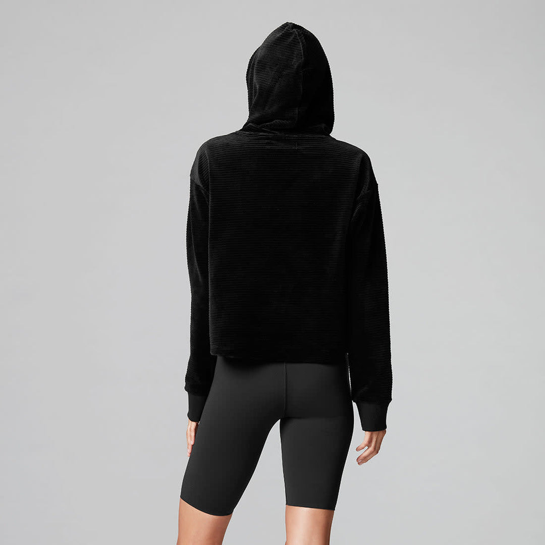 Semi Cropped Hoodie - Ebony Velvet