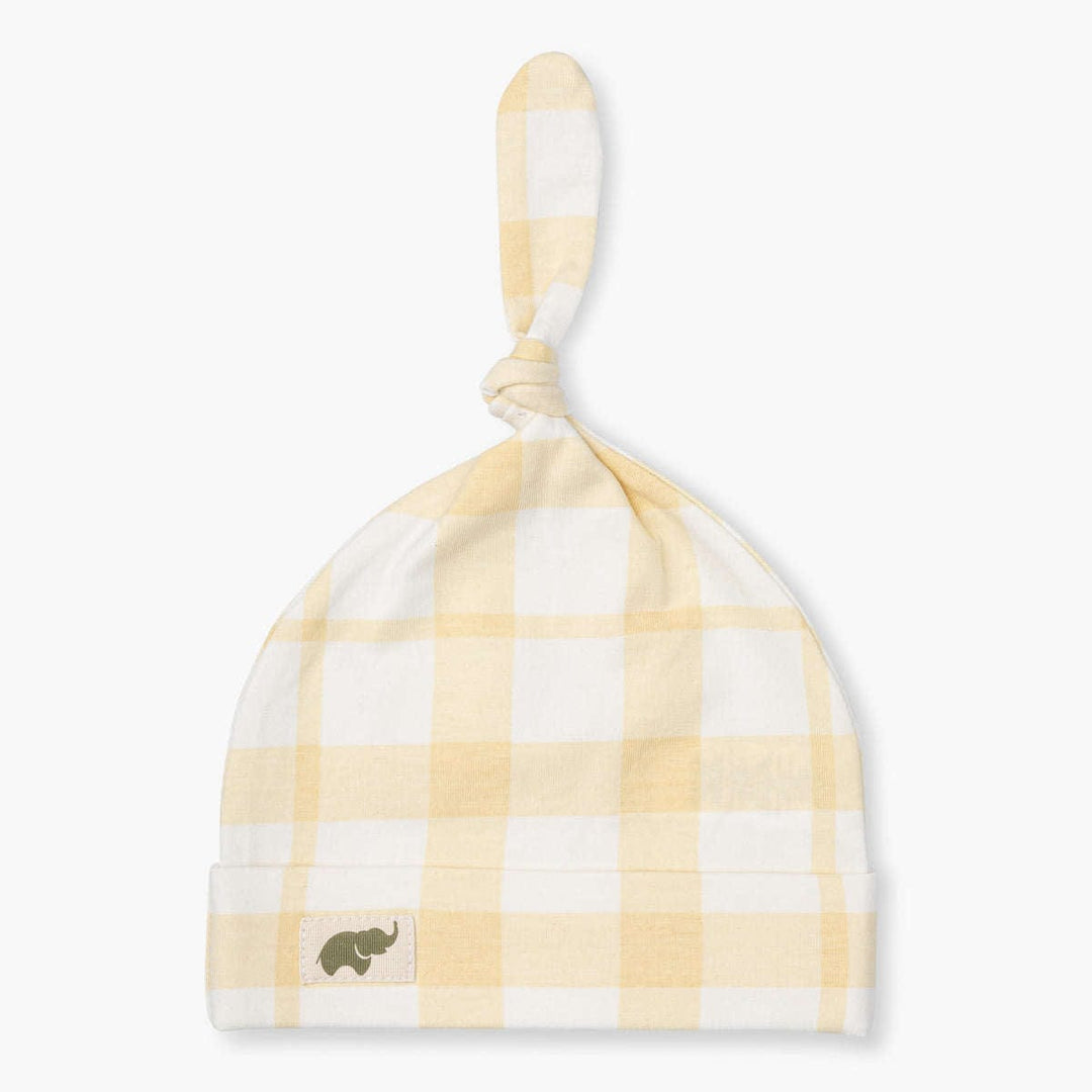 Top Knot Cap - Yellow Gingham