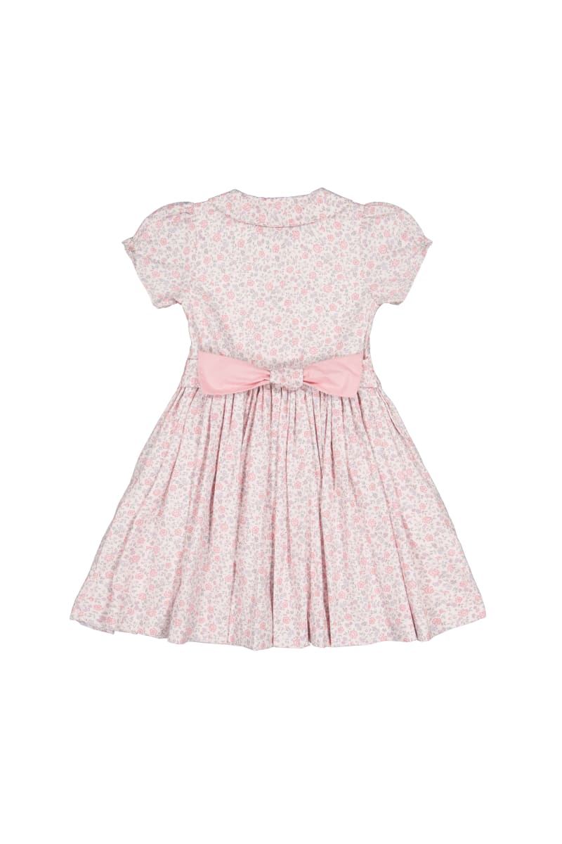 Violette Short Puff Smocked Dress - Floral/Pink
