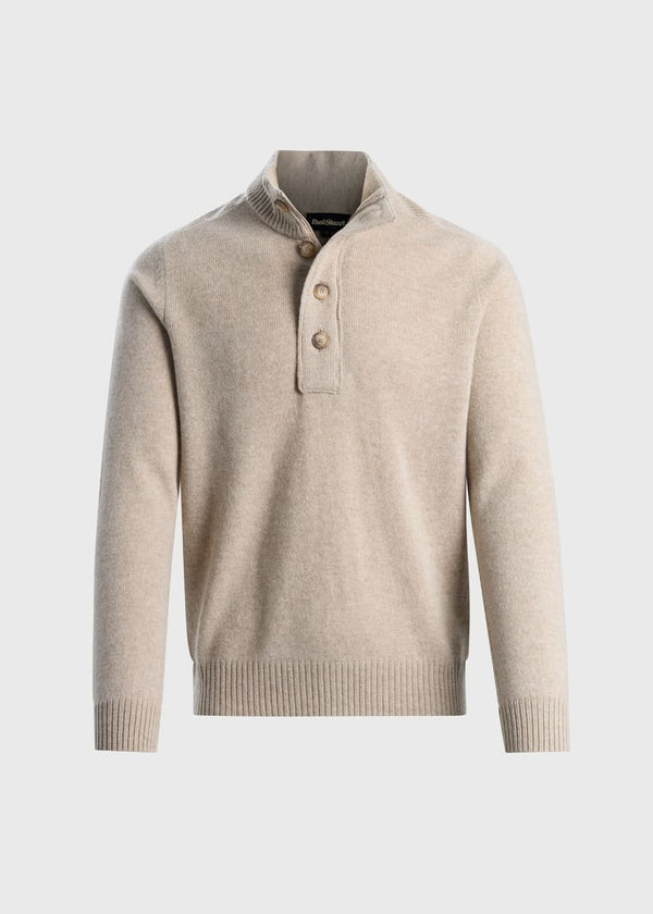 Geelong Wool Button Neck Pullover - Sand