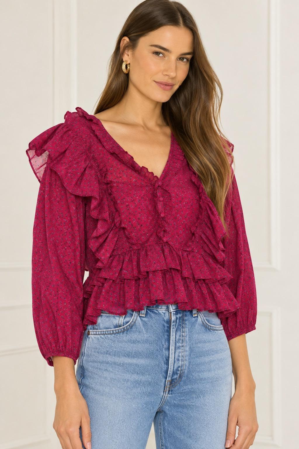 Audrey Ruffle Top - Pink