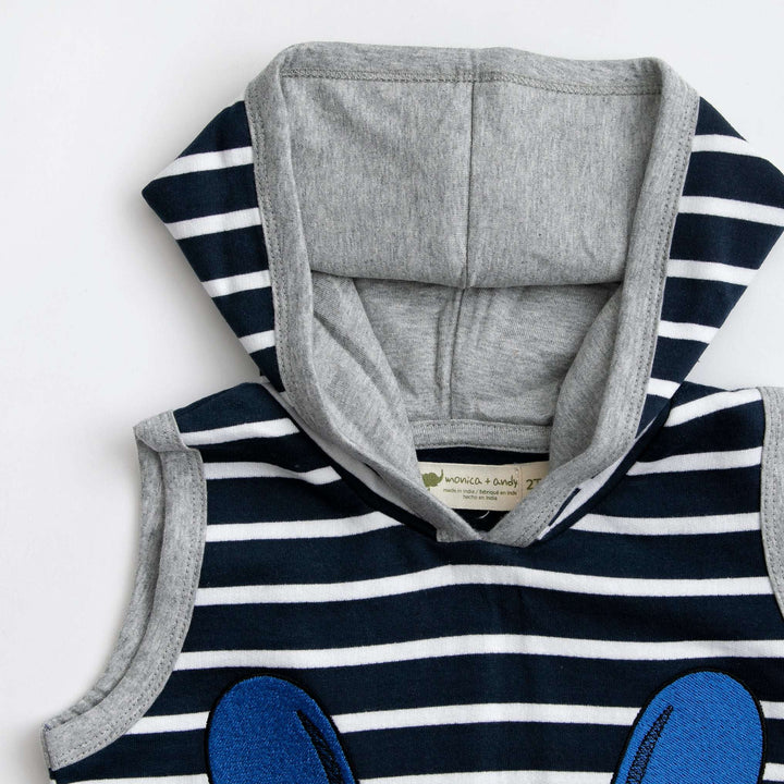 Sleeveless Hoodie - Ice Pops on Navy + White Stripe