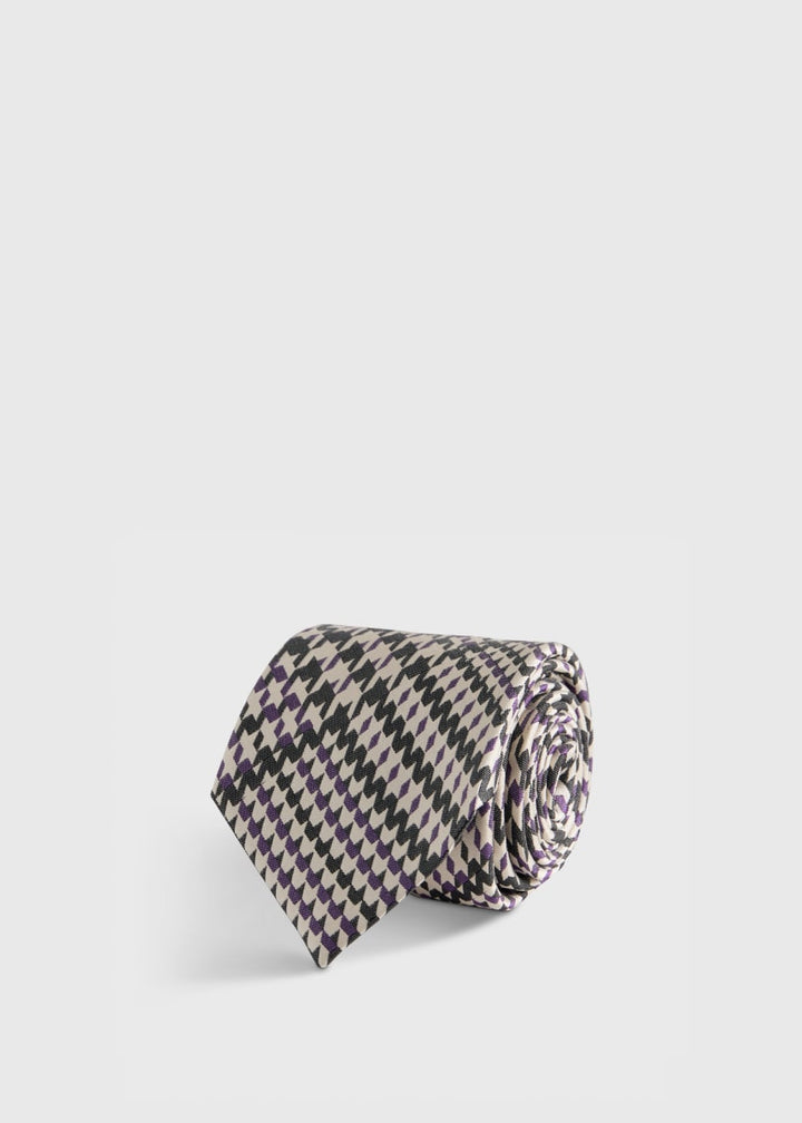 Woven Silk Glen Plaid Tie - Purple