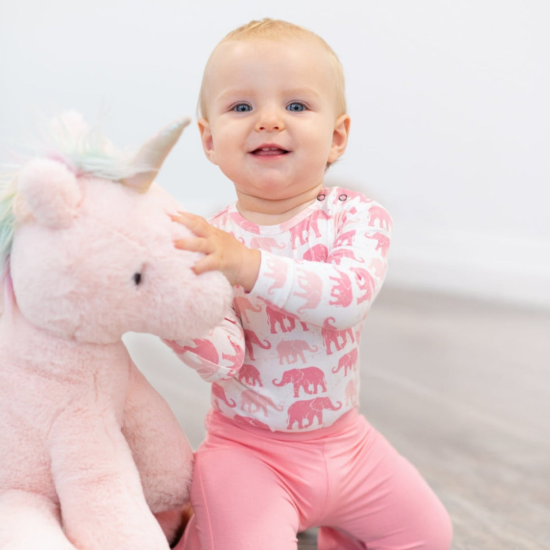 Pink Elephant Long Sleeve Bodysuit - Grace