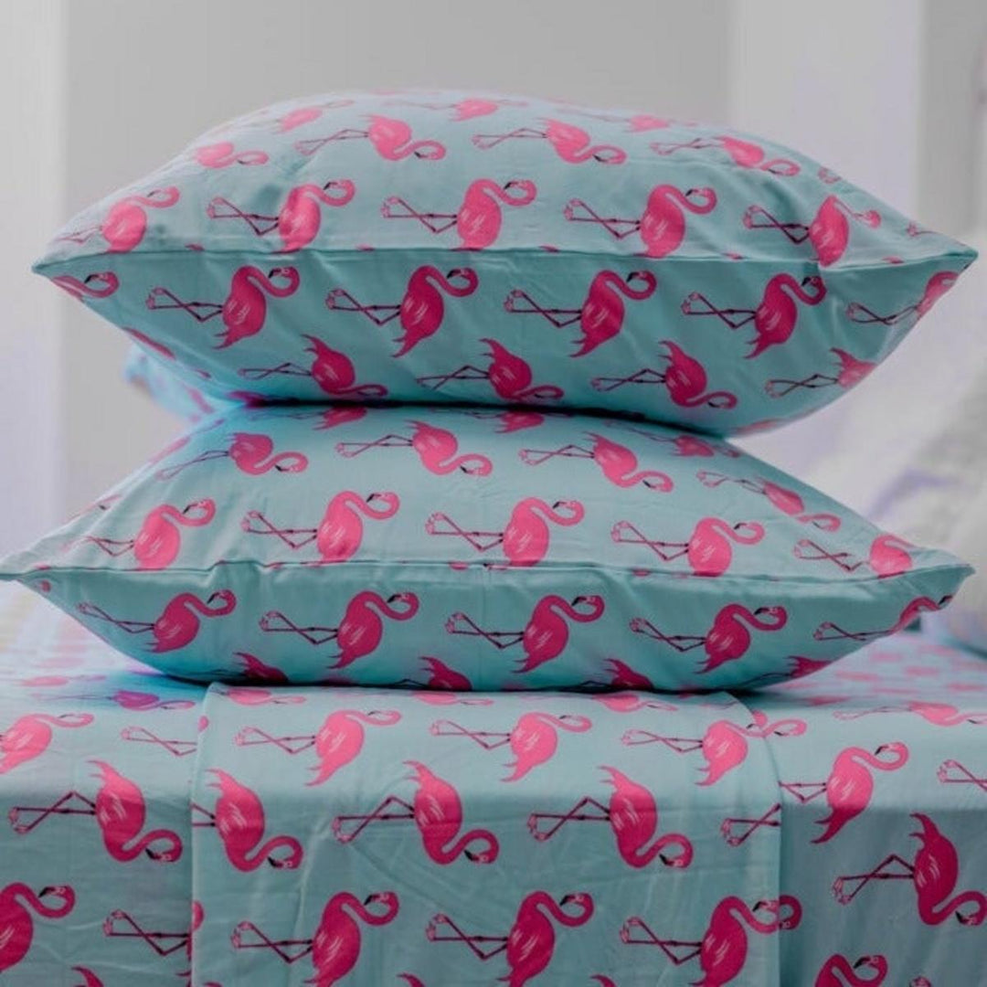 Pillow Case - Flamingo Aqua