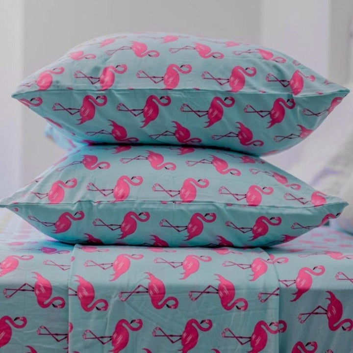 Pillow Case - Flamingo Aqua