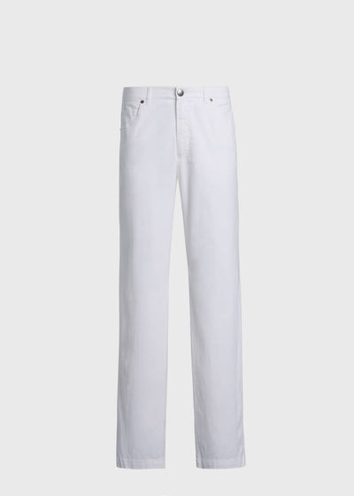 Cotton & Silk Five Pocket Pant - White