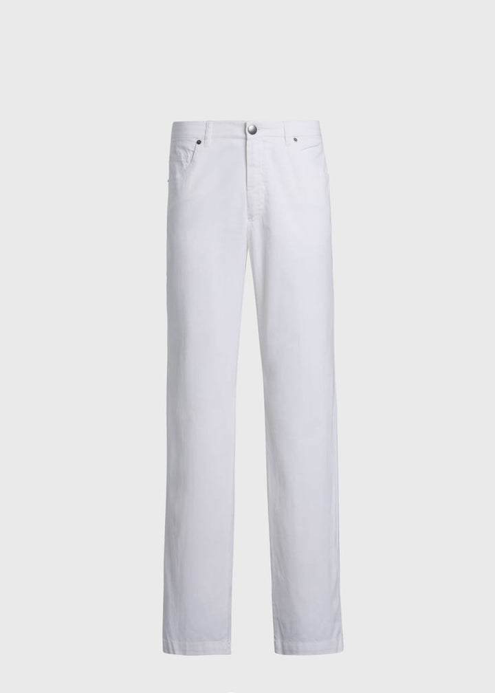 Cotton & Silk Five Pocket Pant - White